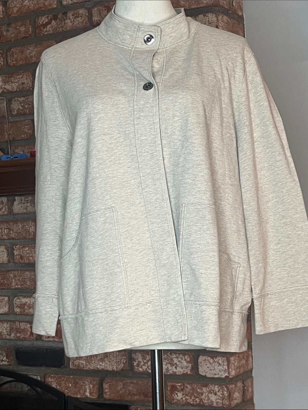 Lafayette 148 New York Heather Cream Button-Front Cardigan